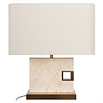 Настольная лампа с прямоугольным основанием из натурального камня c тканевым абажуром Lapis Tiburtinus варинант исполнения - 1 | Loft Concept в Барнауле