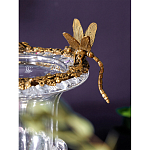 Ваза из прозрачного стекла на бронзовой подставке с ободком и ручками в виде стрекоз Eden Garden варинант исполнения - 3 | Loft Concept в Барнауле