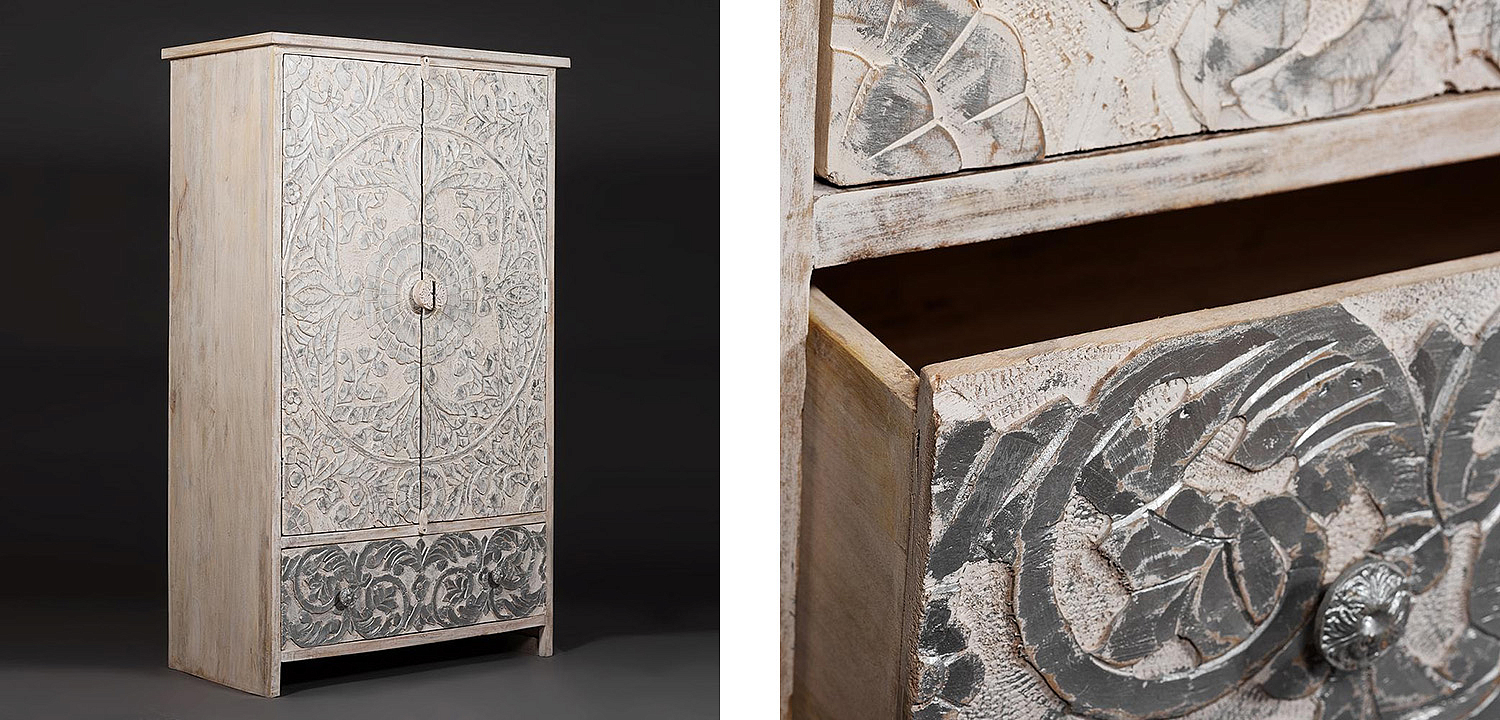 Шкаф Indian antique white Cupboard - Loft-Concept в Барнауле