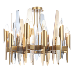 Люстра с вертикальными стеклянными элементами и металлическим каркасом цвета Латунь Vertical Glass варинант исполнения - 2 | Loft Concept в Барнауле