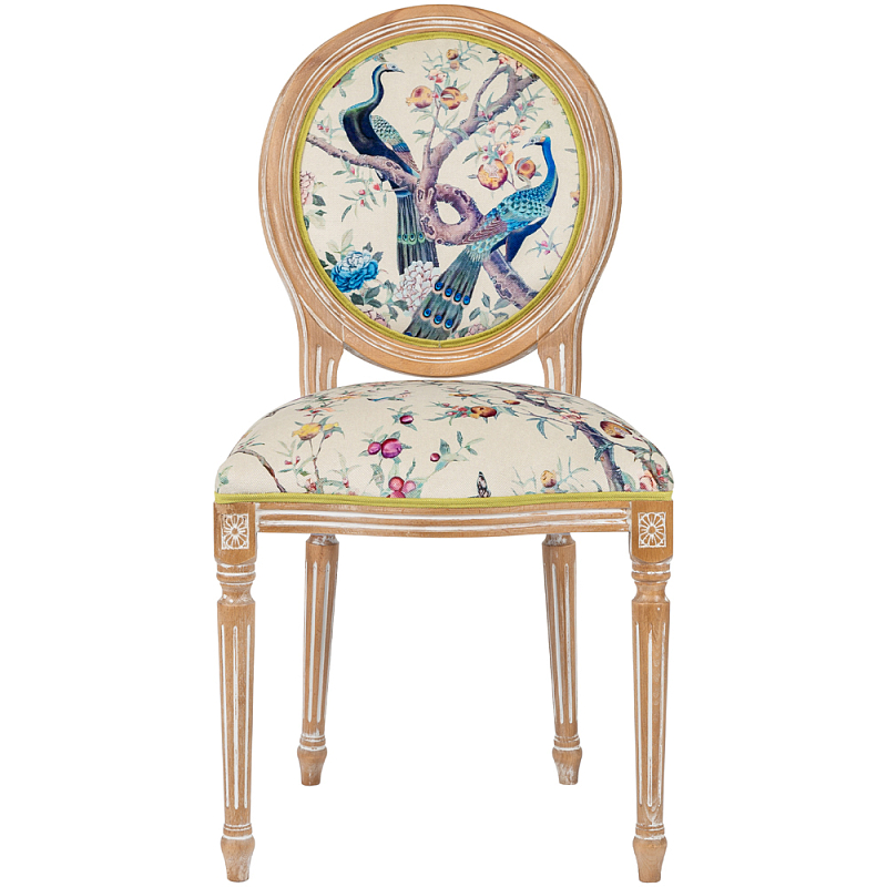 Стул из массива бука с изображением птиц и цветов Beige Green Chinoiserie Garden Chair Мульти Бежевый Салатовый Стул из массива бука с изображением птиц и цветов Beige Green Chinoiserie Garden Chair Мульти Бежевый Салатовый в Барнауле | Loft Concept