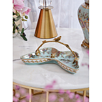 Блюдо из голубого фарфора с бронзовой ручкой в виде ветки Blue Garden варинант исполнения - 3 | Loft Concept в Барнауле