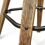 Барный стул со спинкой и металлической подставкой на 4-х деревянных ножках Коричневый Велюр Vendramin Chair варинант исполнения - 3 | Loft Concept в Барнауле