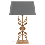 Настольная лампа на ажурном чугунном основании с серым абажуром Openwork Lamp варинант исполнения - 1 | Loft Concept в Барнауле