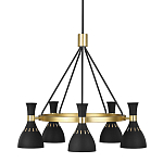 Люстра с 5-ю плафонами в форме песочных часов с узкими перфорированными отверстиями Feiss варинант исполнения - 1 | Loft Concept в Барнауле