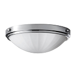 Потолочный светильник для ванных комнат цвета хром с белым матовым ребристым плафоном в форме полусферы Feiss варинант исполнения - 1 | Loft Concept в Барнауле