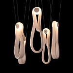 Подвесной светильник белого цвета с 6-ю изогнутыми плафонами Flow Loop варинант исполнения - 6 | Loft Concept в Барнауле