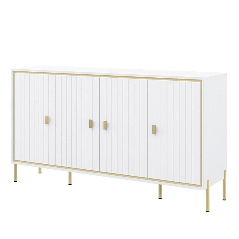 Консоль четырёхдверная с полками Antique Order Белый Золотой в Барнауле | Loft Concept 