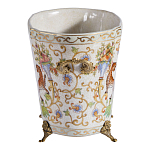 Кашпо с растительным и животным орнаментом на бронзовых ножках Turquoise Blooming Garden варинант исполнения - 3 | Loft Concept в Барнауле