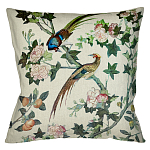 Подушка декоративная с изображением птицы в саду Beige Chinoiserie Birds in the Rose Garden Cushion варинант исполнения - 1 | Loft Concept в Барнауле