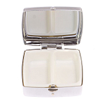 Таблетница карманная квадратная с 2-мя отделениями с зеркалом и накладкой из натурального камня Пегматит Silver Stone Pillboxes варинант исполнения - 3 | Loft Concept в Барнауле