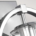 Бра цвета хром с круглой рамой и цилиндрическим прозрачным стеклянным плафоном на прямоугольном основании Feiss варинант исполнения - 2 | Loft Concept в Барнауле