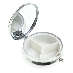 Таблетница карманная круглая с 3-мя отделениями с зеркалом и накладкой из натурального камня Содалит Silver Stone Pillboxes варинант исполнения - 2 | Loft Concept в Барнауле