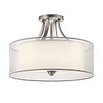 Потолочный светильник с двойным цилиндрическим плафоном из белого стекла и прозрачной органзы Kichler варинант исполнения - 12 | Loft Concept в Барнауле