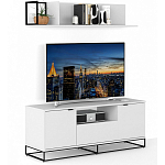 ТВ-тумба белая с  2-мя дверцами и ящиком Strict Lines варинант исполнения - 5 | Loft Concept в Барнауле