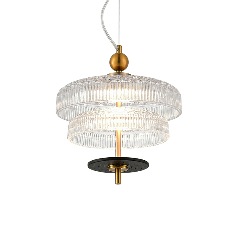 Подвесной светильник многослойный из рифленого прозрачного стекла Academy of Light Прозрачное Стекло Латунь в Барнауле | Loft Concept 