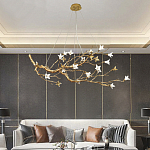 Люстра в виде золотой ветки с цветами Glass Flower Pendant Light варинант исполнения - 4 | Loft Concept в Барнауле