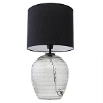 Настольная лампа с черным цилиндрическим тканевым абажуром и фактурным прозрачным основанием Black Cone варинант исполнения - 2 | Loft Concept в Барнауле