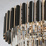 Люстра из черного металла с многоярусными подвесками из прозрачного хрусталя на золотой цепи Empire Black Chandelier Crystal варинант исполнения - 10 | Loft Concept в Барнауле