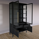 Витрина Primo со стеклянными фасадами и буфетом шпон Черный дуб варинант исполнения - 4 | Loft Concept в Барнауле