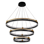 Люстра подвесная с тремя кольцами черного и золотого цвета Ring Horizontal варинант исполнения - 1 | Loft Concept в Барнауле