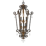 Люстра бронзового цвета с 6-ю лампами и стеклянными подвесками в классическом стиле Quoizel варинант исполнения - 1 | Loft Concept в Барнауле