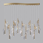 Люстра с золотистыми трубками и прозрачными стеклянными листьями на подвесах Sylva  варинант исполнения - 4 | Loft Concept в Барнауле