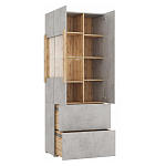 Шкаф-витрина двухдверная с фасадом цвета серый бетон Grace of Furniture варинант исполнения - 3 | Loft Concept в Барнауле