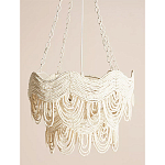 Двухъярусная круглая люстра волнистой формы украшенная белыми бусами Azure Beads Chandelier варинант исполнения - 1 | Loft Concept в Барнауле