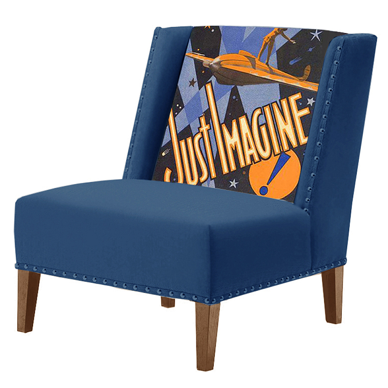 FUN Armchair Just Imagine Dark blue Дизайнерское кресло с цветным принтом Сапфирово-синий FUN Armchair Just Imagine Dark blue Дизайнерское кресло с цветным принтом Сапфирово-синий в Барнауле | Loft Concept