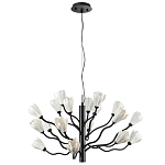 Люстра подвесная черного цвета с ветвями и белыми фарфоровыми цветами Floralis варинант исполнения - 7 | Loft Concept в Барнауле