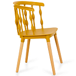 Пластиковый стул на ножках из массива бука Ferret Spiral Mustard варинант исполнения - 3 | Loft Concept в Барнауле