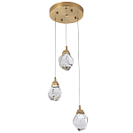 Подвесной светильник с 3-мя хрустальными плафонами Esme Crystal Brass Trio Hanging lamp варинант исполнения - 3 | Loft Concept в Барнауле