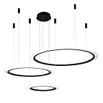 Люстра подвесная светодиодная с тремя черными кольцами и пультом управления Ring Horizontal варинант исполнения - 2 | Loft Concept в Барнауле
