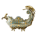 Чаша голубого цвета с оранментом и и бронзовыми фигурами леопардов Eden Garden варинант исполнения - 3 | Loft Concept в Барнауле