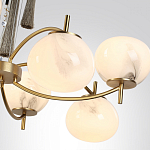 Люстра подвесная с 8-ю шарообразными плафонами из белого стекла с подвесками из камня и кисточками Agatelle варинант исполнения - 6 | Loft Concept в Барнауле