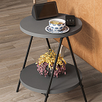 Стол приставной с 2-мя круглыми столешницами цвета антрацит ESSEL SIDE TABLE ANTHRACITE варинант исполнения - 7 | Loft Concept в Барнауле