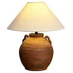 Настольная лампа керамическая коричневая с тканевым абажуром Eastern Tale варинант исполнения - 2 | Loft Concept в Барнауле
