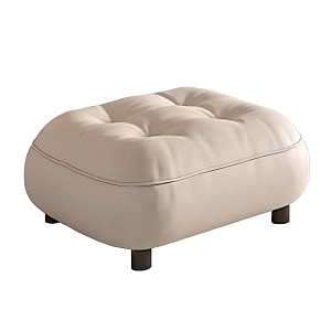 Пуф кожаный с каркасом из массива дерева Furniture Medieval