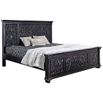 Двуспальная кровать из массива манго с резьбой Vega Grey Mango Bed варинант исполнения - 1 | Loft Concept в Барнауле