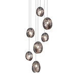 Люстра каскадная с 7-ю круглыми плафонами из рельефного стекла Disc Light варинант исполнения - 1 | Loft Concept в Барнауле