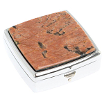 Таблетница карманная квадратная с 2-мя отделениями с зеркалом и накладкой из натурального камня Пегматит Silver Stone Pillboxes варинант исполнения - 1 | Loft Concept в Барнауле