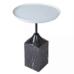 Кофейный столик с круглой столешницей и мраморным основанием Steel Reliability варинант исполнения - 2 | Loft Concept в Барнауле
