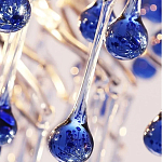 Люстра овальная с синими стеклянными подвесками в форме капель FAIRYTREE Light варинант исполнения - 2 | Loft Concept в Барнауле