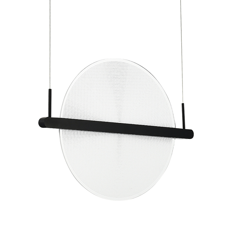 Светодиодный подвесной светильник круглой формы с металлическим черным каркасом Marble Glow Прозрачный Черный в Барнауле | Loft Concept 