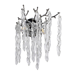 Бра цвета хром с ветвями и прозрачными стеклянными подвесками в виде вытянутых спиральных капель Droplet Chandelier варинант исполнения - 1 | Loft Concept в Барнауле