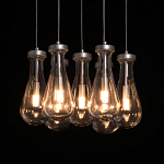 Люстра с 7-ю прозрачными плафонами из стекла в форме капли на круглом потолочном основании цвета хром Lucid Rain  варинант исполнения - 5 | Loft Concept в Барнауле