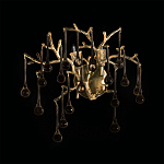 Бра в форме ветвей деревьев золотого цвета с прозрачными подвесками-каплями Droplet Bra варинант исполнения - 4 | Loft Concept в Барнауле