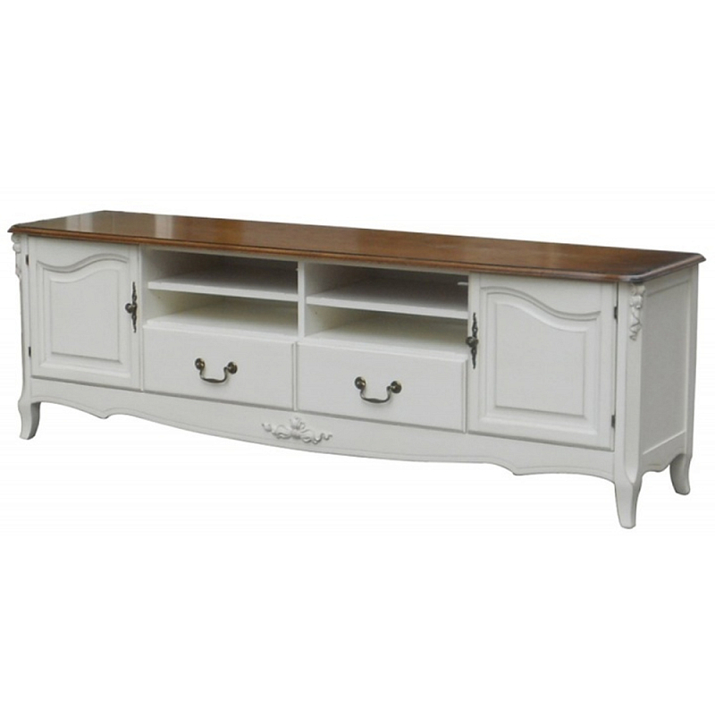 ТВ-тумба в стиле прованс из массива дерева Montmartre Wooden Provence TV Stand Белый Орех Бронза ТВ-тумба в стиле прованс из массива дерева Montmartre Wooden Provence TV Stand Белый Орех Бронза в Барнауле | Loft Concept