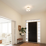 Потолочный светильник с двойным цилиндрическим плафоном из белого стекла и прозрачной органзы Kichler варинант исполнения - 11 | Loft Concept в Барнауле